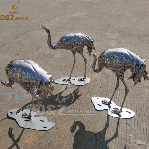life size animal sculpture stainless steel mirror finish for garden decoration DZM 1077