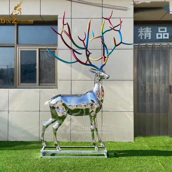 stainless steel deer art sculpture modern mirror finishing sculpture DZM 1070 (1)