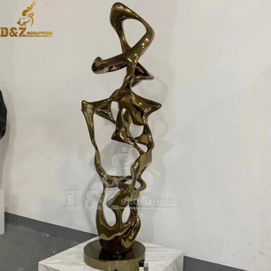 stainless steel hollow out sculpture gold modern plated sculpture for sale DZM 1074