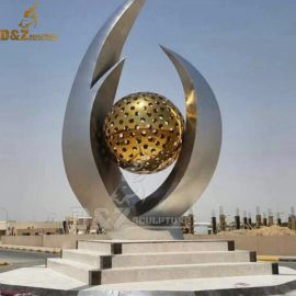 stainless steel sculpture art ball modern gold sculpture for sale DZM 1073