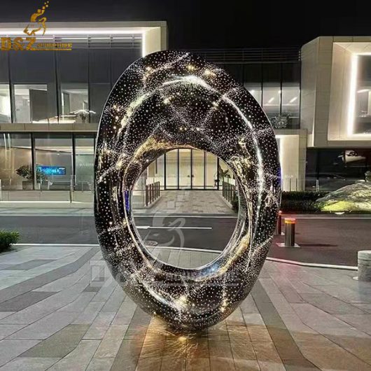 stainless steel sphere sculpture outdoor large metal garden sculpture with light DZM 1078