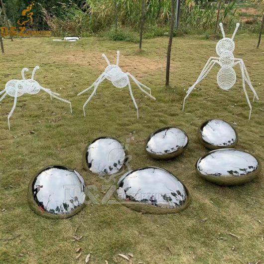 DIY stainless steel mirror finishing rock art sculptures outdoor for kids DZM 1088 (3)