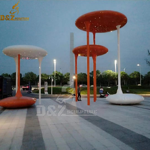 large metal modern white and orange lawn sculpture for garden decoration DZM 1098 (2)