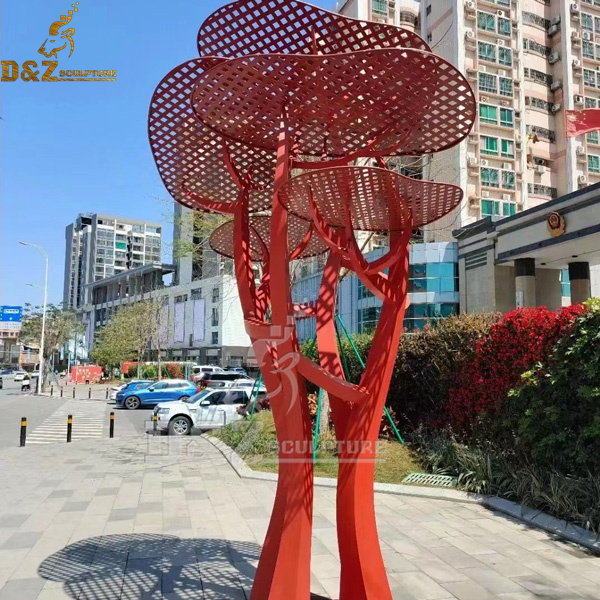 large stainless steel metal outdoor tree set sculpture for park decoration DZM 1092 (1)