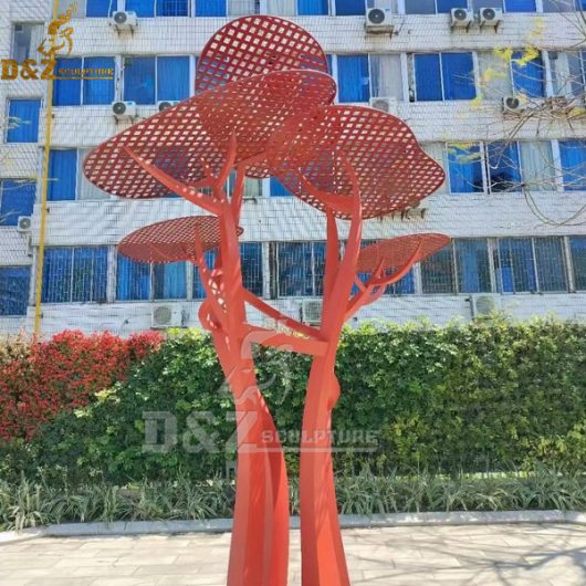 large stainless steel metal outdoor tree set sculpture for park decoration DZM 1092 (2)