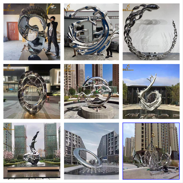 stainless steel mirror finishing abstract large outdoor sculpture DZM 1094