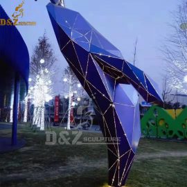 metal modern geometric fish sculpture with light for garden decoration DZM 1127 (3)