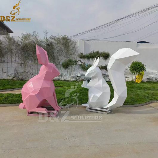 stainless steel abstract geometric bunny rabbit sculpture for sale DZM 1147