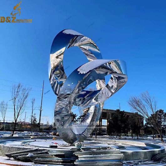 stainless steel abstract metal mirror finishing  heart art sculpture for sale DZM 1113