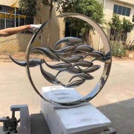 stainless steel circle with fishes metal sculpture for garden decoration DZM 1129