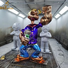 stainless steel colorful plated popeye sculpture for garden DZM 1108 (5)