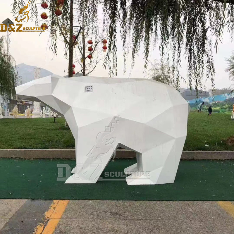 stainless steel geometric art deco polar bear sculpture for modern decoration DZM 1119 (1)