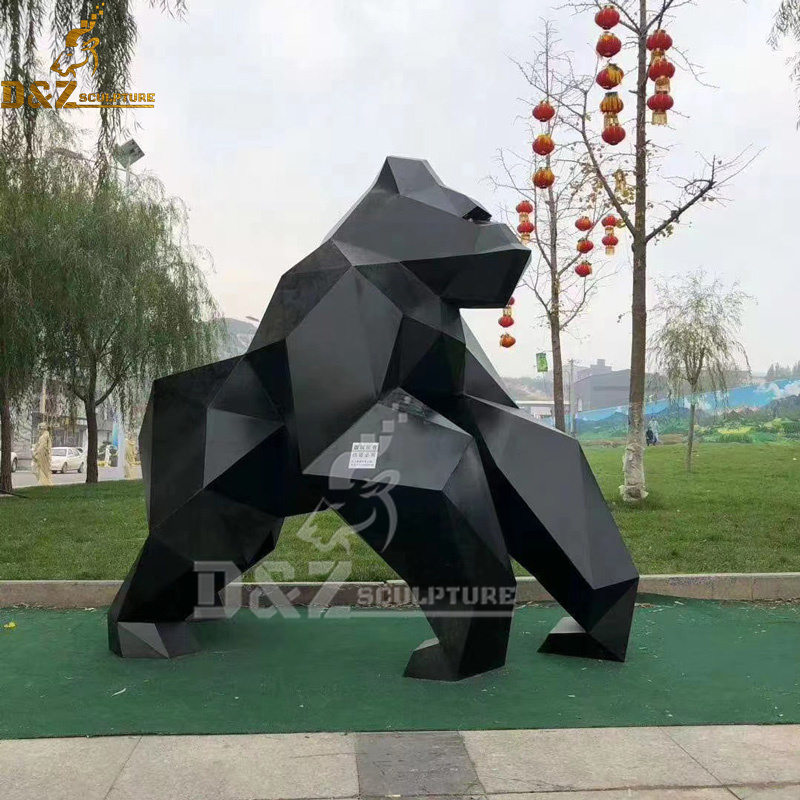 stainless steel geometric art deco polar bear sculpture for modern decoration DZM 1119