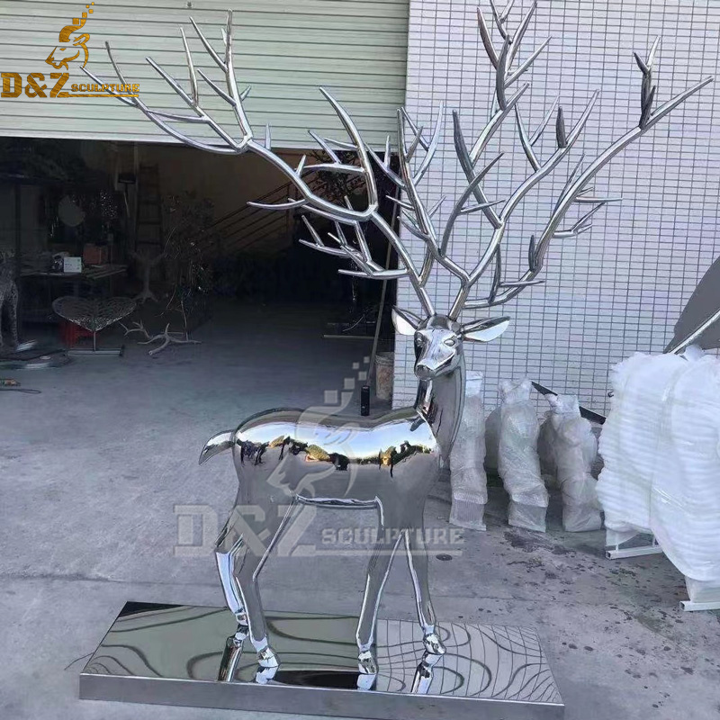 stainless steel life size deer sculpture for garden decoration DZM 1116