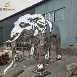 stainless steel material mirro finishing life size metal abstract elephant sculpture DZM 1107