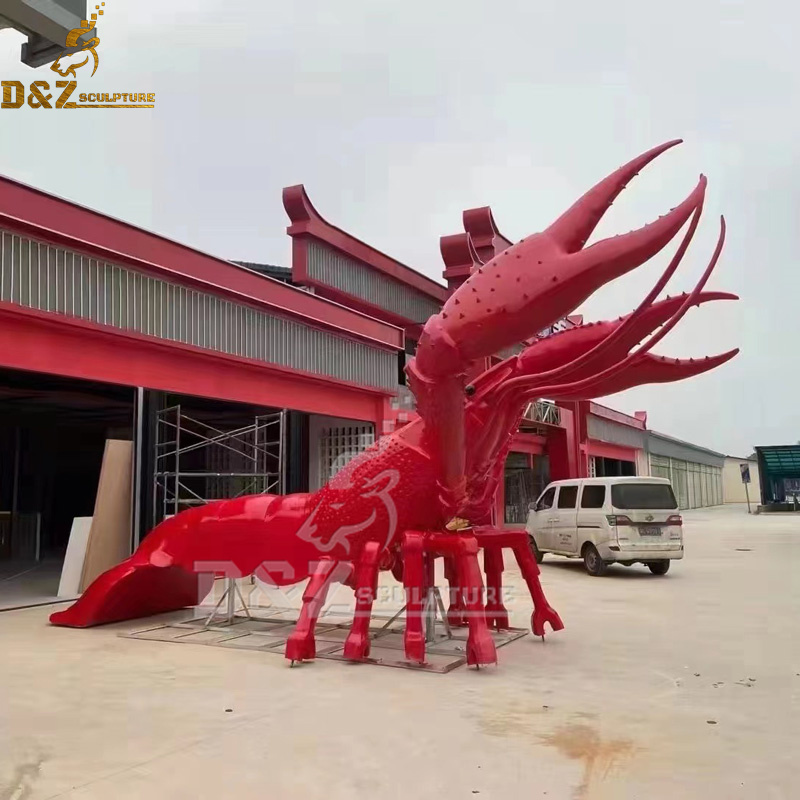 stainless steel red lobster sculpture for sale DZM 1128 (3)