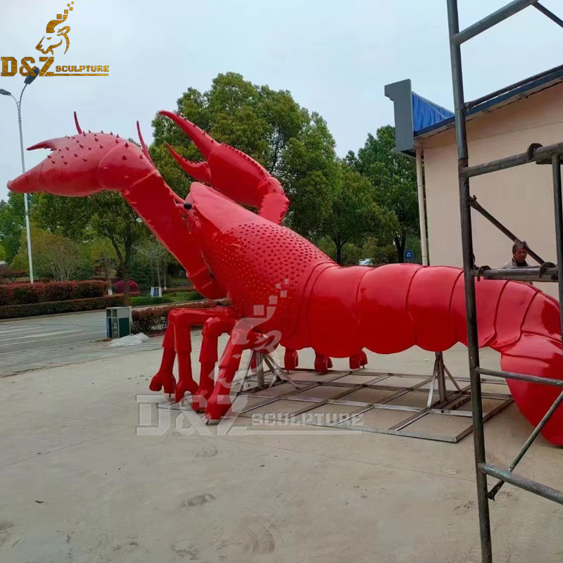 stainless steel red lobster sculpture for sale DZM 1128
