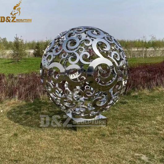 stainless steel sculpture modern hollow out metal sphere garden sculpture DZM 1133