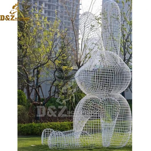stainless steel wire art rabitt sculpture for home decoration DZM 1126 (1)