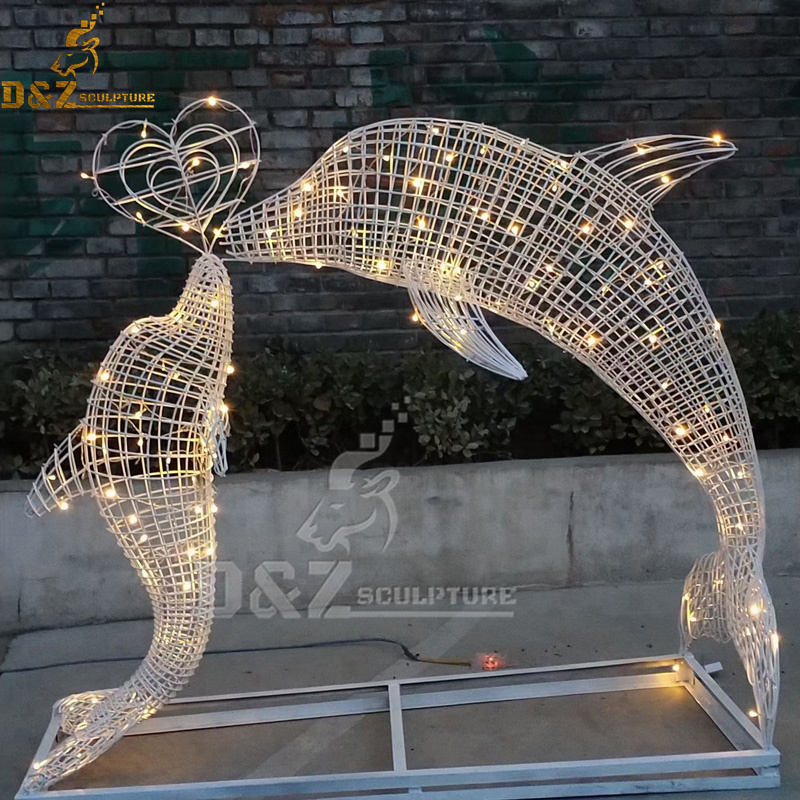 stainless steel wire frame sculpture with light for sale DZM 1150