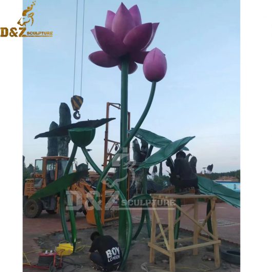 a set of stainless steel metal lotus flower garden sculpture DZM 1151 (2)