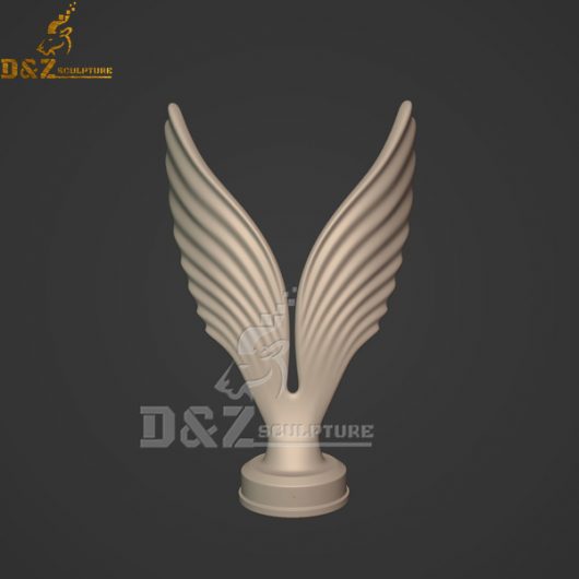 angel wing sculpture on stand stainless steel mirror wing for park DZM 1161