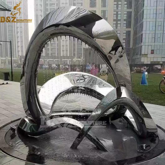 metal art stainless steel mirror finishing metal water fountain sculpture fountain DZM 1159
