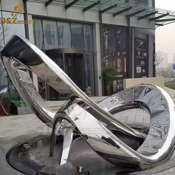 metal art stainless steel mirror finishing metal water fountain sculpture fountain DZM 1159 (2)