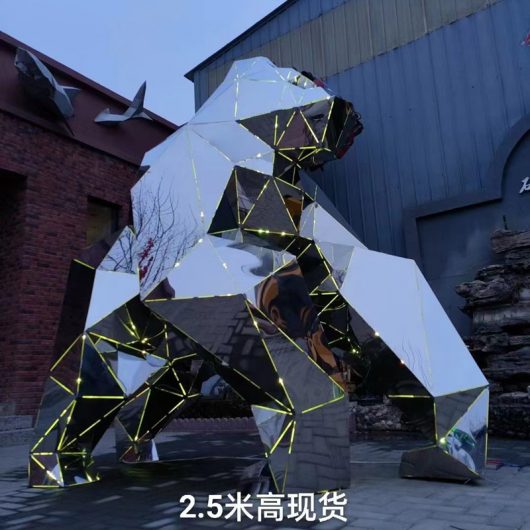 stainless steel geometric modern metal art animal sculpture with led light DZM 1178