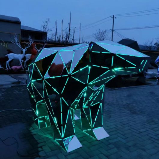stainless steel geometric modern metal art animal sculpture with led light DZM 1178
