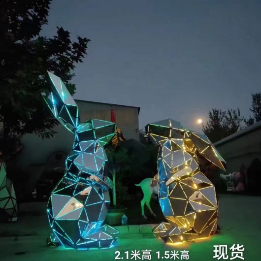 srainless steel geometric modern metal art animal sculpture with led light DZM 1178 (3)