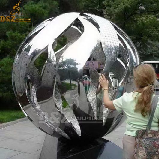 stainless steel art metal modern sphere hollow out sculpture for sale DZM 1173