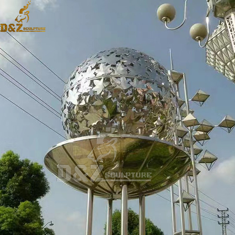 stainless steel art modern metal sphere sculpture for sale DZM 1175