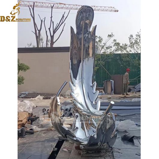 stainless steel feather sculpture 3D mirror finishing sculpture for sale DZM 1153 (1)