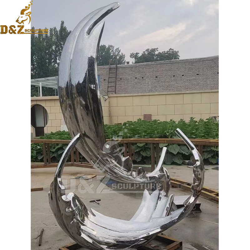 stainless steel feather sculpture 3D mirror finishing sculpture for sale DZM 1153 (3)