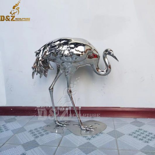 stainless steel giant flamingo sculpture mirror finishing sculpture for sale DZM 1164 (1)