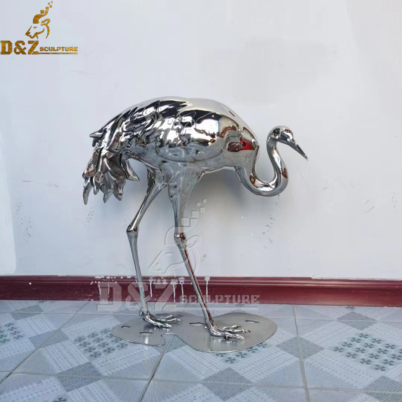 stainless steel giant flamingo sculpture mirror finishing sculpture for sale DZM 1164