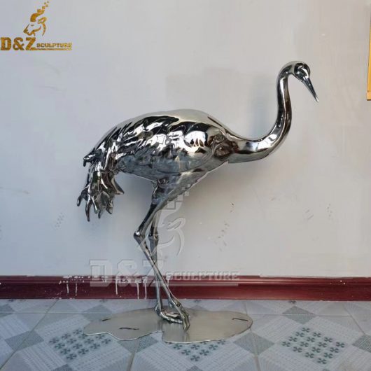 stainless steel giant flamingo sculpture mirror finishing sculpture for sale DZM 1164 (2)