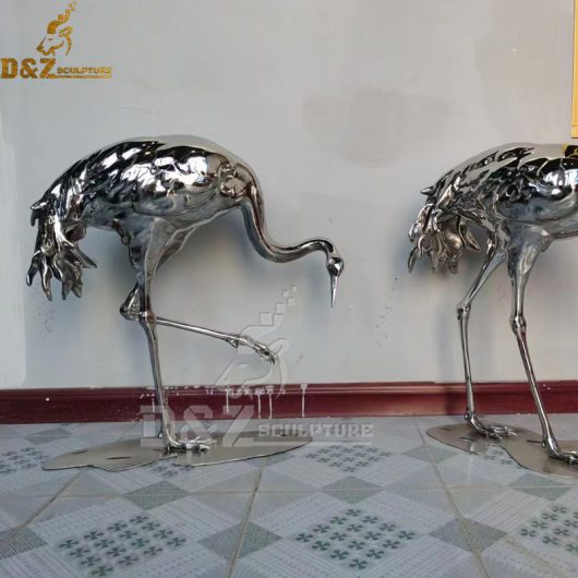 stainless steel giant flamingo sculpture mirror finishing sculpture for sale DZM 1164