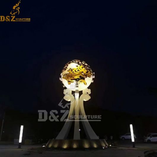 stainless steel metal modern hollow out globe sculpture for sale DZM 1152 (1)