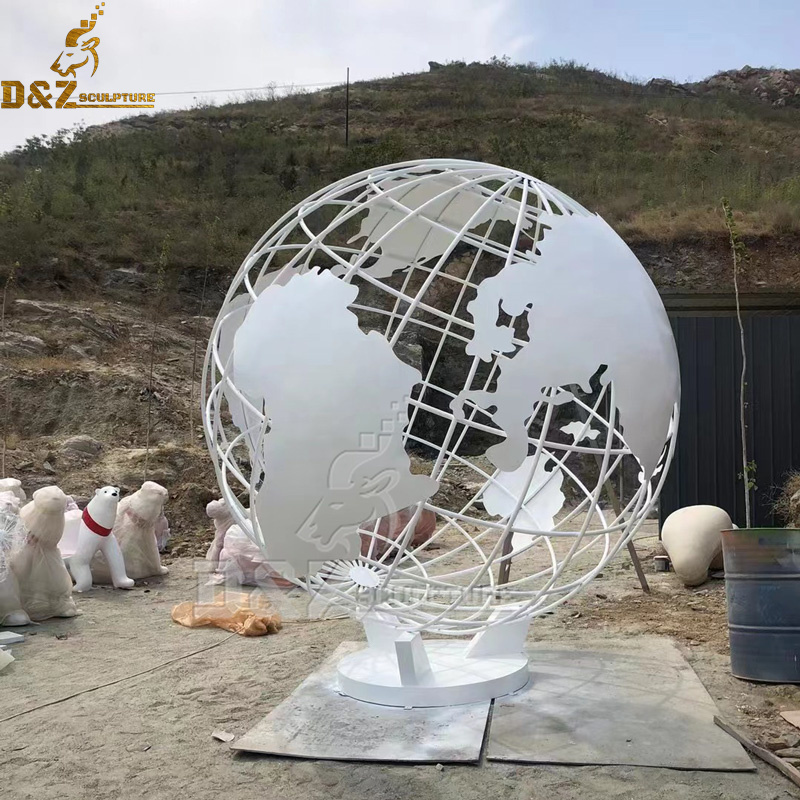 stainless steel metal modern hollow out globe sculpture for sale DZM 1152