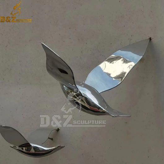 stainless steel mirror finish art bird sculpture dove for wall decoration DZM 1172