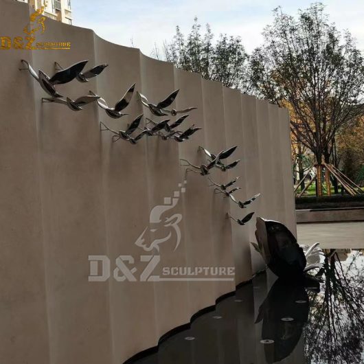 stainless steel mirror finish art bird sculpture dove for wall decoration DZM 1172 (2)
