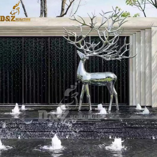 stainless steel modern metal deer sculpture life size sculpture for sale DZM 1163