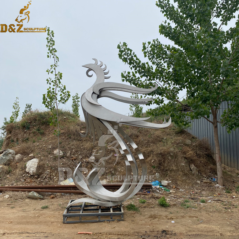 stainless steel modern metal sculpture phoenix garden sculpture DZM 1166