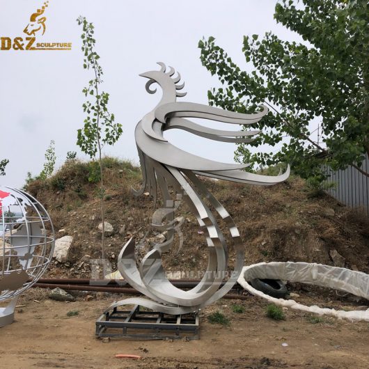 stainless steel modern metal sculpture phoenix garden sculpture DZM 1166 (2)