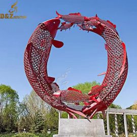 stainless steel red fish sculpture art modern sculpture for sale DZM 1170
