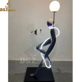 stainless steel sculpture art abstract figure with light modern sculpture for sale DZM 1168