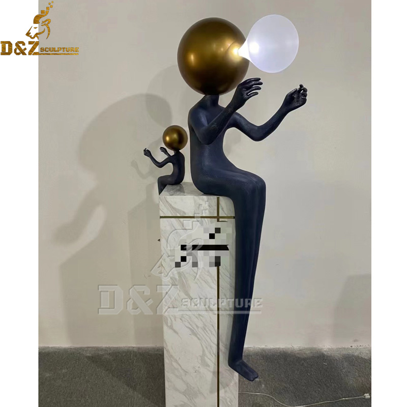 stainless steel sculpture art abstract figure with light modern sculpture for sale  DZM 1168