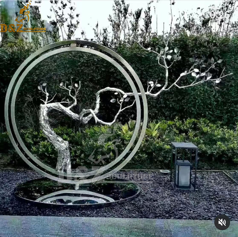 modern metal stainless steel mirror finishing wire tree sculpture DZM 1194 (1)